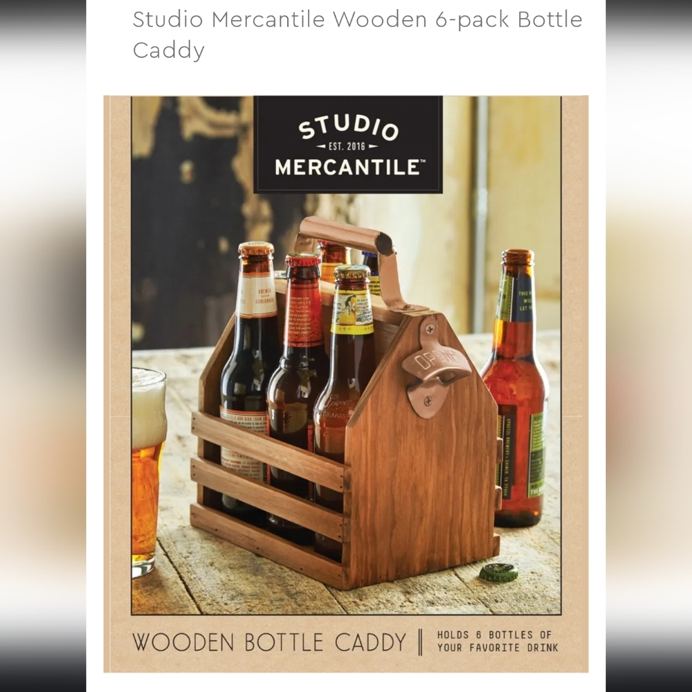 Studio Mercantile Wooden 6-pack Bottle Caddy
